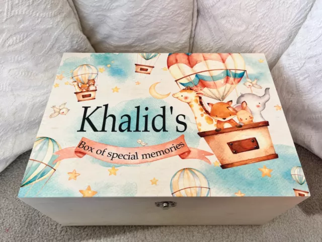 Caja de recuerdos de animales de madera personalizada, caja de memoria, caja de regalo, caja de bebé, regalo 3