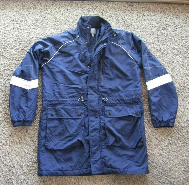 Asos Polyamide Blend Long Parka Lined Zip Front Navy Women's Coat Size M