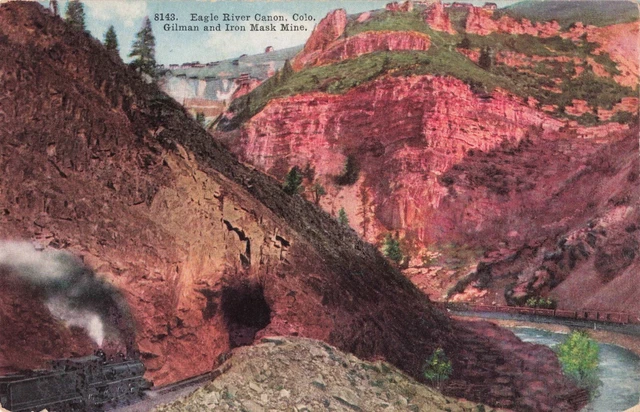 Gilman & Iron Mask Mine Eagle River Canon Colorado CO Train Tunnel c1910 PC