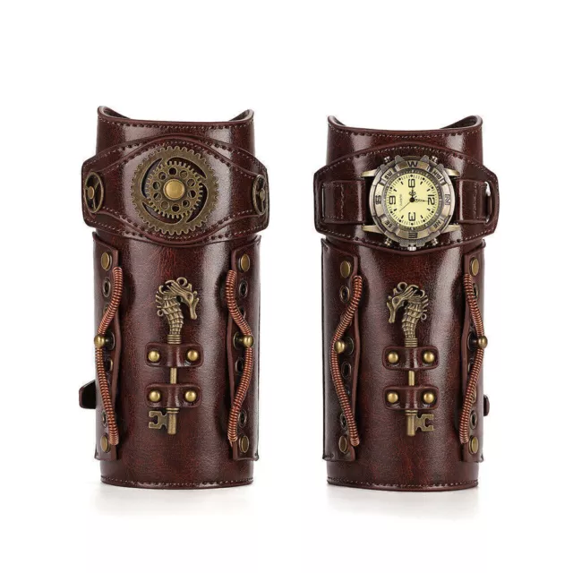 1 Pair Of Medieval Role-playing Leather Wrist Guards Steampunk Accessories