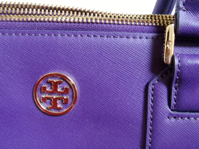 $575 Tory Burch Large Robinson Double Zip Leather Satchel Tote Bag 14”x10"x5"