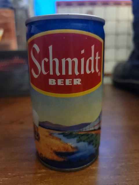 Vintage Beer Can Schmidt Beer Covered Wagon Train Scenic Scene Stay Tab Top Open