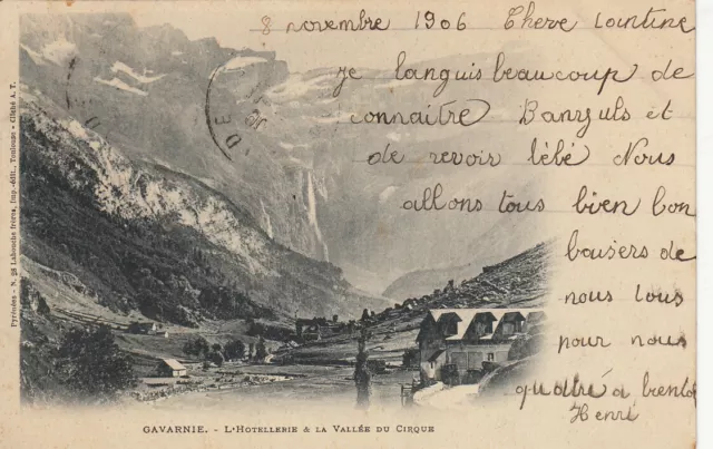 Carte postale ancienne HAUTES-PYRENEES GAVARNIE hotellerie & Vallée du cirque