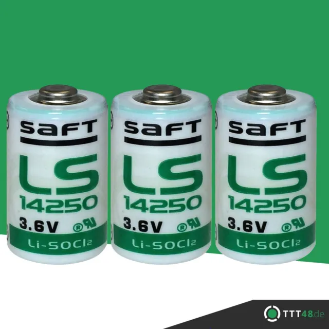 3 x Saft Lithium Batterie 1/2 AA Mignon LS 14250 3,6V 1200mAh 1,2Ah