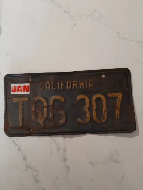 1963 California License Plate Single Original Automobile Car Black Yellow - Nice