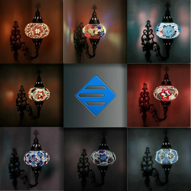 Applque murale Marocane verres dépol fer forgé lampe lustre lanterne