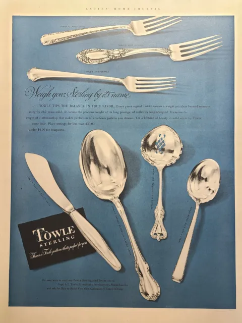 Towle Sterling Silver Patterns Silverware Newburyport Vintage Print Ad 1952