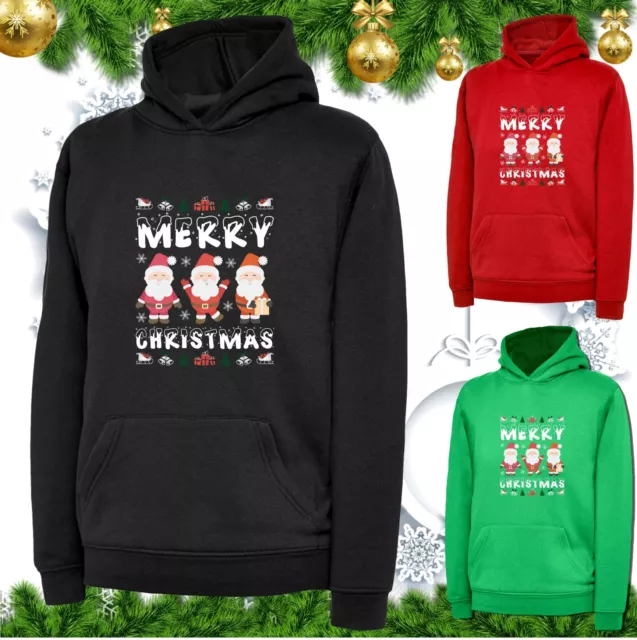 Felpa con cappuccio buon Natale Babbo Natale squadra di Natale vacanze festa top