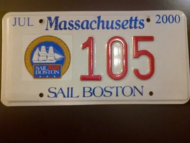 Low # Sail Boston 2000 Tall Ships Massachusetts License Plate-Collectible Only