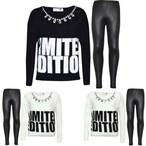 Bambine Edizione Limitata Stampato Trendy Top & Moda Set Leggings 7-13 Anni
