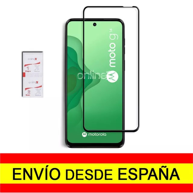 Cristal Templado Completo para MOTOROLA MOTO G14 Protector Negro a4526 nt