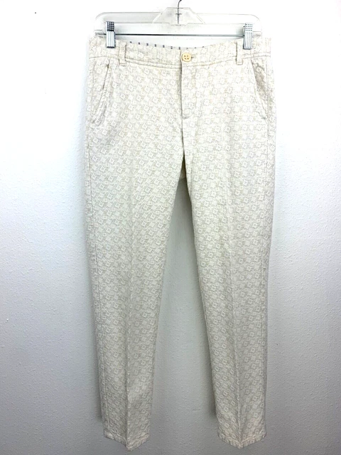 Anthropologie Daughters Of The Liberation Textured Ankle Dress Pants 4 Ivory