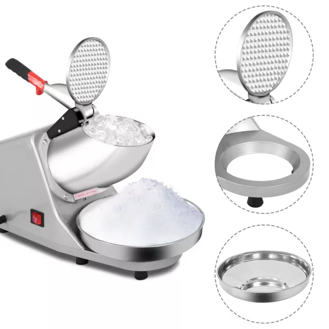 Ice Crusher Electric Ice Shaver Machine Stainless Steel Snow Cone Maker 200W