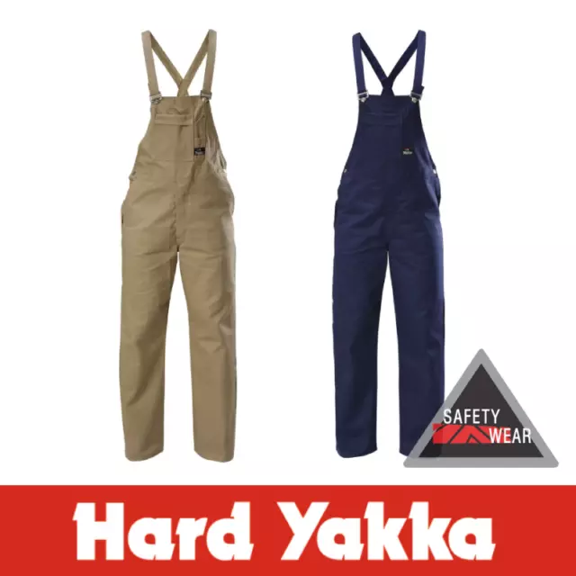 Hard Yakka Bib & Brace Overalls Y01010 Work Clothes Nickel Heavy Duty Clip