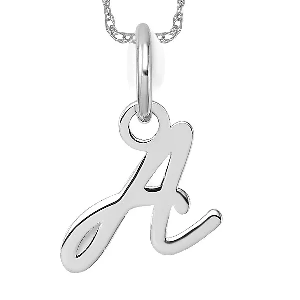 14K WHITE GOLD Dainty Letter A Initial Name Monogram Necklace Charm ...