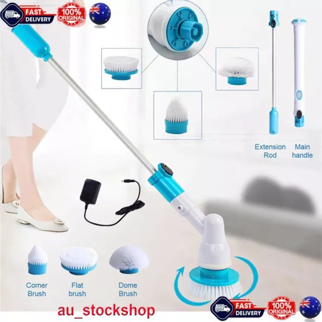 Electric Spin Scrubber Turbo Scrub Cleaning Brush Cordless Chargeable 3 Heads AU