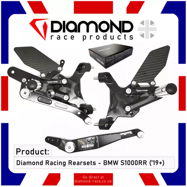 DIAMOND RACE PRODUCTS - BMW S1000RR 2021 '21 KIT DE REPOSAPIÉS TRASERO (negro/plateado)