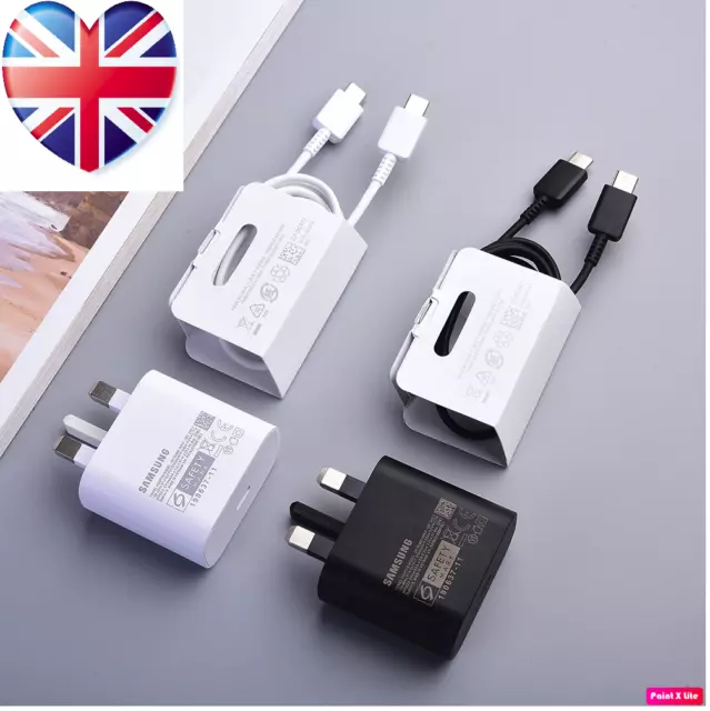 Genuine 25W Super Fast Charger Plug & Cable For Samsung Galaxy S21 S22 A52s UK