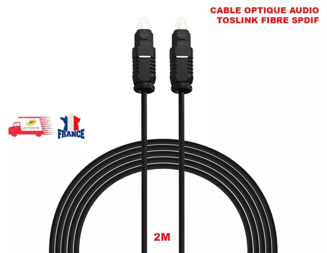 Cable Optique Audio Numerique Digital Toslink Fibre Optique Mâle Mâle Spdif 2M