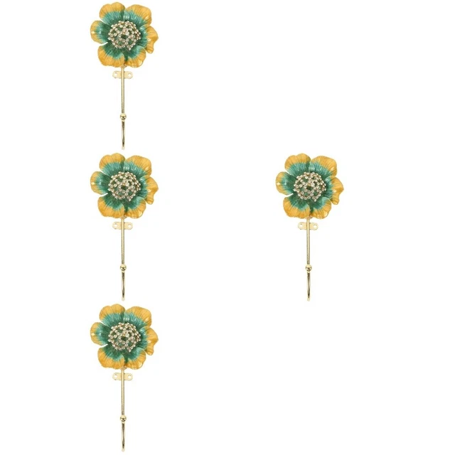 4x Vintage Flower Shaped Wall Hook Retro Antique Wall Hook Coat Hook