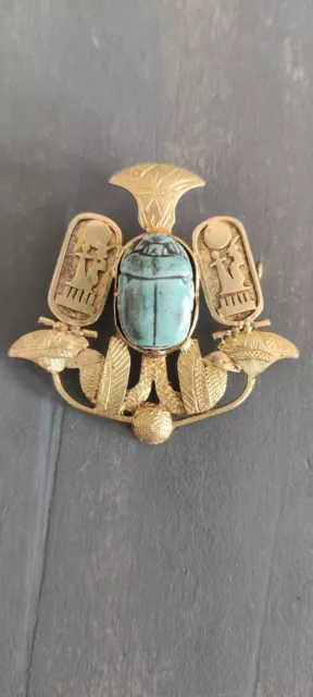 Large Egyptian revival scarab antique pin