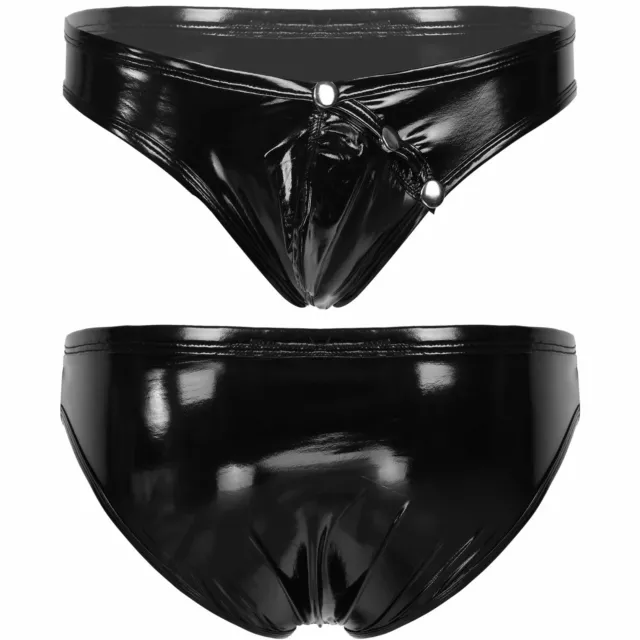 SEXY MEN'S FAUX Leather Triangle Briefs Bikini Underwear Panties Thong ...