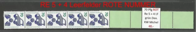 RM Unfallverhütung 70 Pfg  Nr. ROT RE 5+4 LF grün Dextrin postfrisch