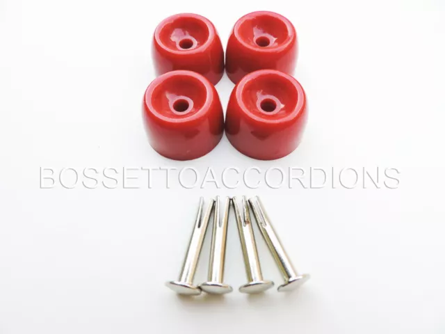 SET OF 4 Red Plastic Accordion Feet Akkordeon Füße 22 x 13mm NEW Imported Italy