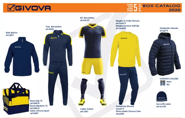 Box Givova Calcio Calcetto Vari_ Colori - 8 Pezzi: Kit Gara 2 Tute Set Giubbotto