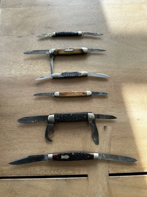 Lot Of 6 Vintage Old Collectible Knives Case Ka-Bar  Sabre Solingen And More