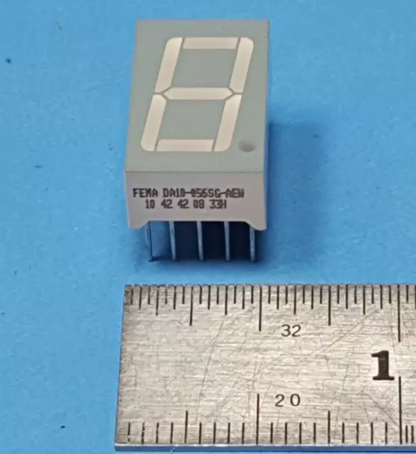 (2PCS) 7-Segment Displays, DA10-056SG-AEW, FEMA , Green with White dot, 0.56"