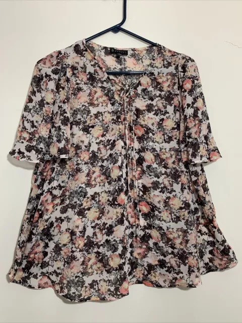 B Collection of Bobeau Womens Small Sheer Floral Print Top