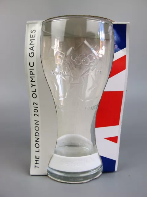 London 2012 Olympic Games Coca-Cola Tumbler Glass w/White Wristband. Boxed 350ml