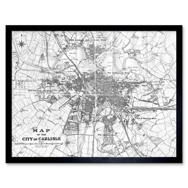 MAP 1931 CARLISLE City England Plan Chart Wall Art Print Framed 12x16 £