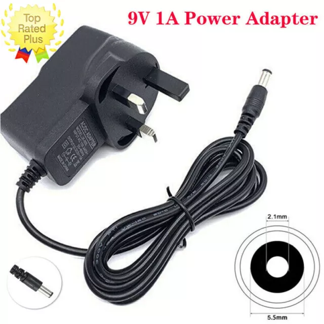 9V 1A AC/DC Mains Power Supply Adapter Charger UK Plug AC 100-240V 50/60Hz