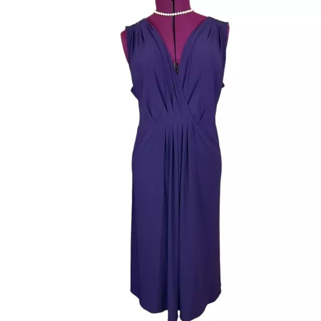 Scarlett Nite 24W Purple MIDI Dress Sexy Elegant Stretch Comfort Satin Shoulders