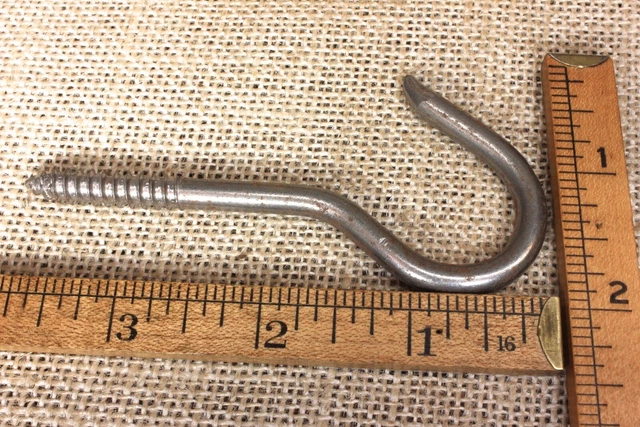 Old Hanging Plant Hanger Hook 3 7/8" Rustic Vintage Steel Wash Line NOS 3