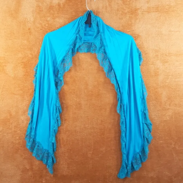 POTTERY BARN Womens Scarf Blue Lace Long Rectangle Rayon Knit