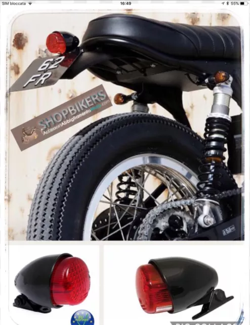 Faro Fanale Luce posteriore Texas Nero per moto universale Harley Custom Bobber