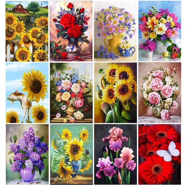 Diamond Painting Set Diamant Malerei Blumenstrauß mit sehr schönen Farben