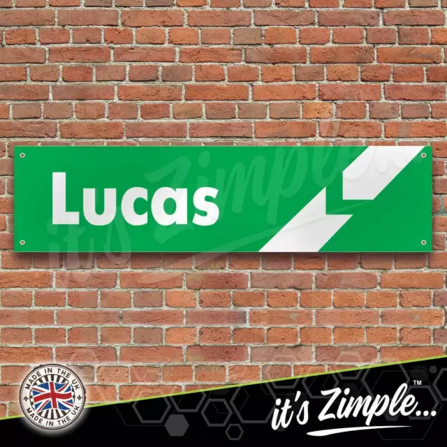 Retro Lucas Logo Banner Garage Workshop Sign Printed PVC Trackside Display