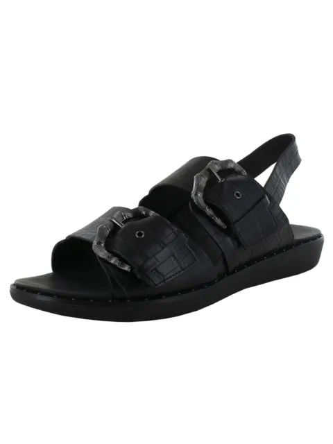 Fitflop Womens Kaia Croc Print Back Strap Sandal Shoes, Black, US 10