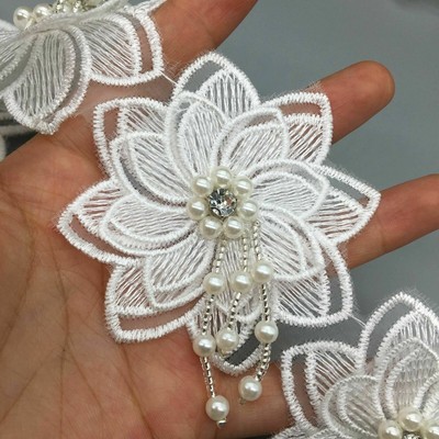 accessorio per cucito professionale fai da te nero Nastro di pizzo da 3,5 m con volant decorazione artigianale fatta a mano con colletto a fiori 