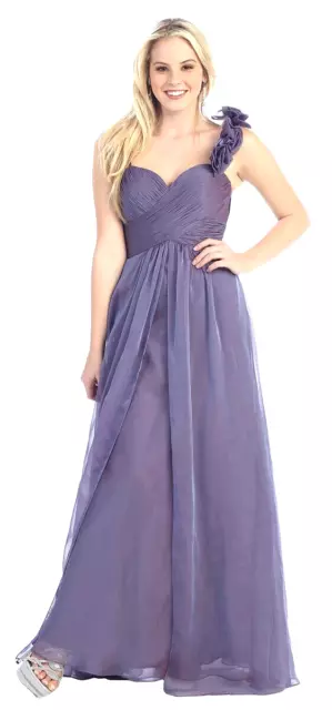 Abendkleid lang Hochzeit Brautjungfernkleid Abiball Empire violett Gr.34 NEU 269