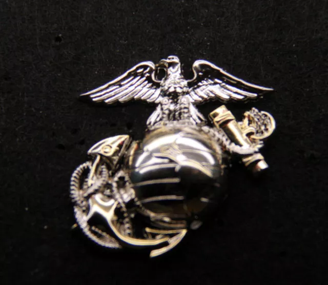 Eagle Globe And Anchor Ega Silver Gold Hat Lapel Pin Up Us Marines Veteran Wow