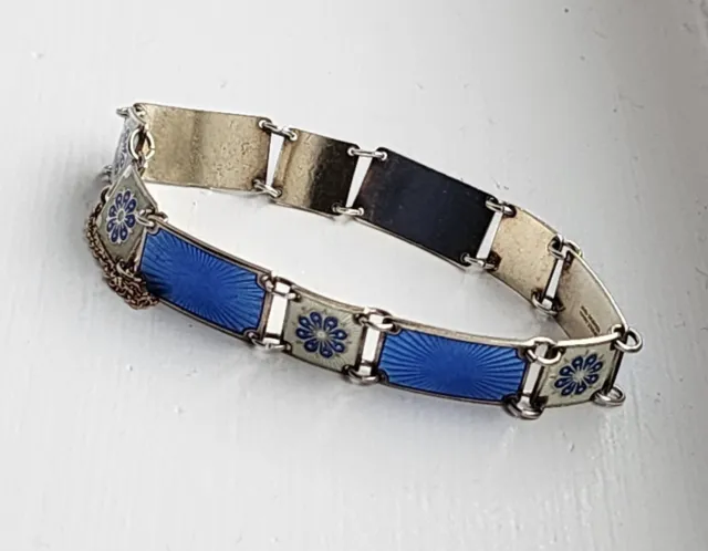 Vintage David Andersen Guilloche Enamel Gilt Sterling Bracelet 3