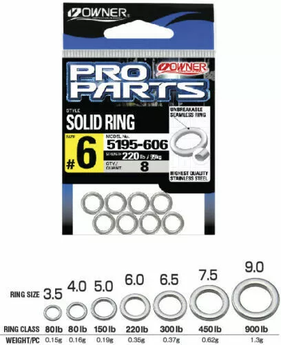 Owner Solid Rings 5195 - Choose Your Size BRAND NEW @ eBay Fishing Tackle