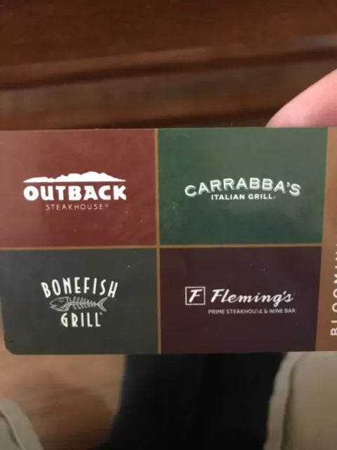 outback / Carrabbas / Bonefish /Flemings 25.00 gift card