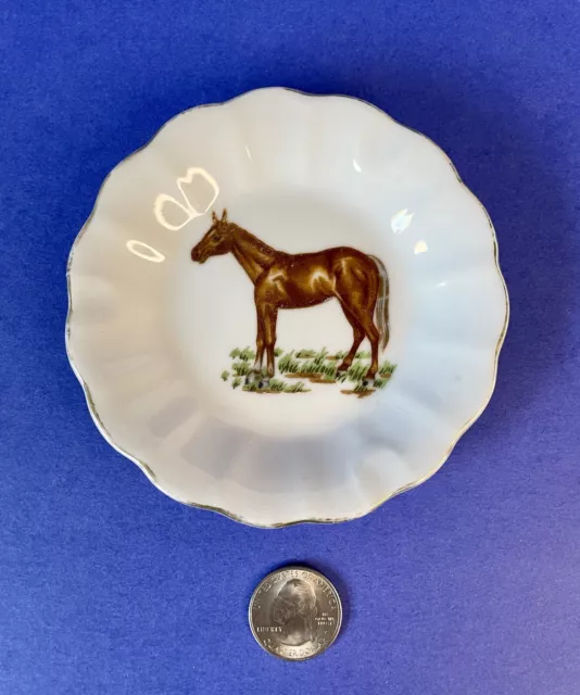 🐴NAPCO JAPAN 4-1/4” Grazing HORSE Plate 22K Trim Vintage