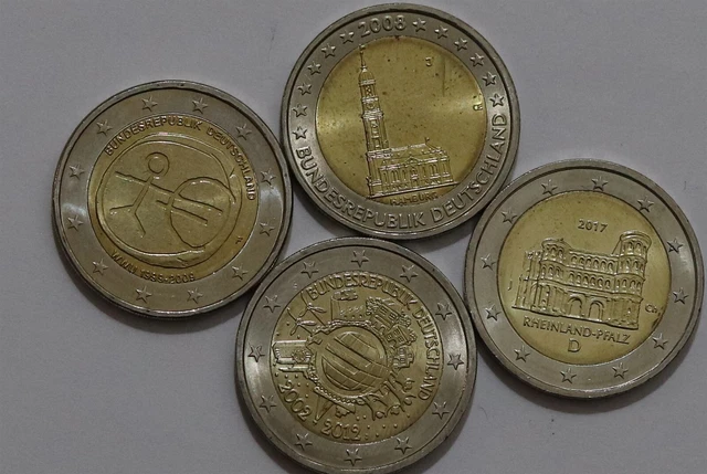 🧭 🇩🇪 Germany 2 Euro - 4 Commemorative Coins B56 #26